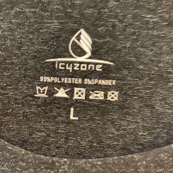 Icyzone L Black Base Layer Exercise Workout Stretch Short Sleeve T-Shirt - Picture 6 of 8